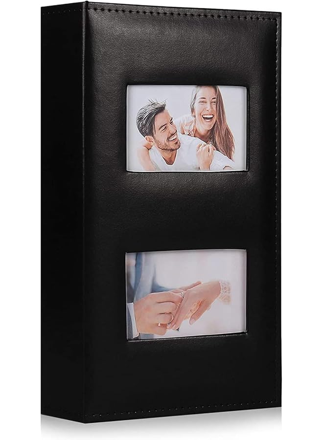 erorex Photo Albums, 4x6 Inch 300 Photos Black Premium Leather Cover Album, Archival Quality Picture Book for Baby, Family and Special Occasion Photo Collections - Image 1