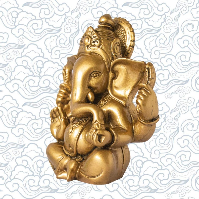 Addune Hindu God Lord Ganesha Idol Statue Indian Elephant Buddha Ganesh Sculpture Blessing Home Pooja Diwali Decor Good Luck (Gold) - Image 3