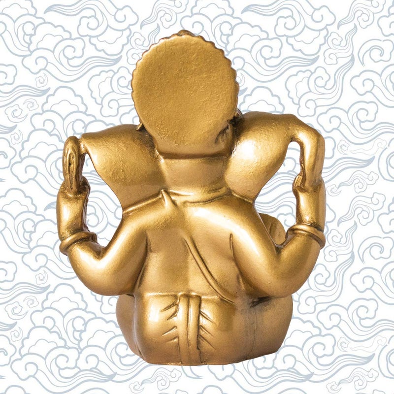 Addune Hindu God Lord Ganesha Idol Statue Indian Elephant Buddha Ganesh Sculpture Blessing Home Pooja Diwali Decor Good Luck (Gold) - Image 4