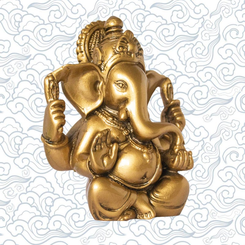 Addune Hindu God Lord Ganesha Idol Statue Indian Elephant Buddha Ganesh Sculpture Blessing Home Pooja Diwali Decor Good Luck (Gold) - Image 2