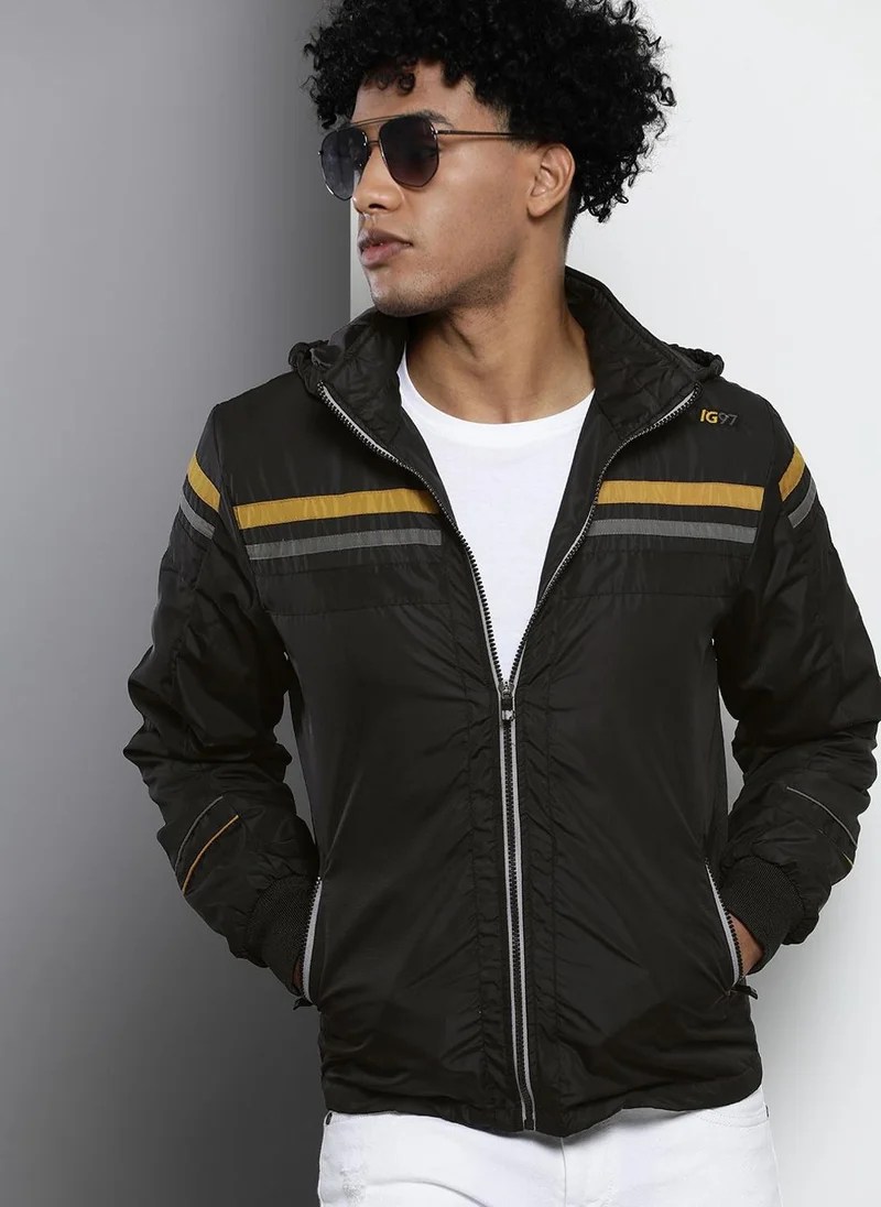 The Indian Garage Co Men Slim Fit Placement Print Bomber Jackets