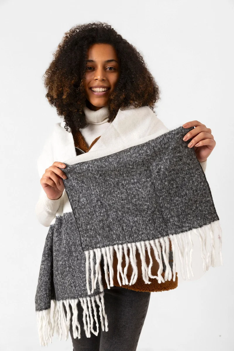 ريمسا Tassel Boucle Scarf Shawl 40X210 cm 1290 Black