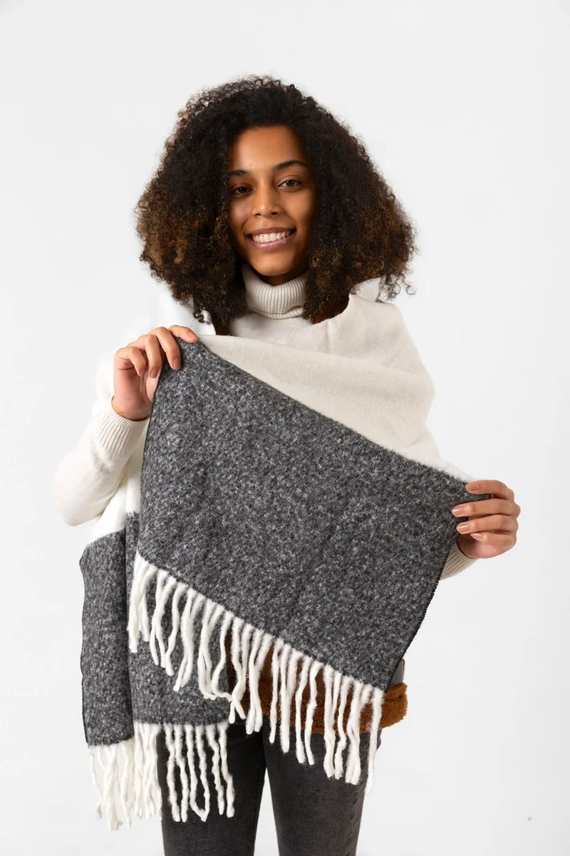ريمسا Tassel Boucle Scarf Shawl 40X210 cm 1290 Black
