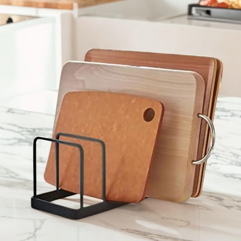 Decorlay Multipurpose Kitchen Plate Stand Dish Pan-Pot Lid Utensils Holder Space Saving Chopping Board Holder Corner Shelf Rack Cabinet Organizer (Black, Pack of 2) - Image 5