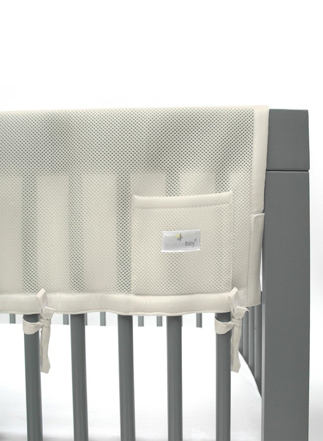 BreathableBaby Breathable Mesh RailGuard Teething Cover - White - 51” Long Panel (1) - Fits Most Full-Size and Does Not Fit Mini Cribs - Use with Coordinating Short Panels - Ecru - Image 2