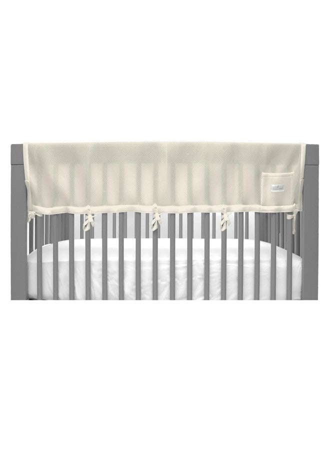 BreathableBaby Breathable Mesh RailGuard Teething Cover - White - 51” Long Panel (1) - Fits Most Full-Size and Does Not Fit Mini Cribs - Use with Coordinating Short Panels - Ecru - Image 1