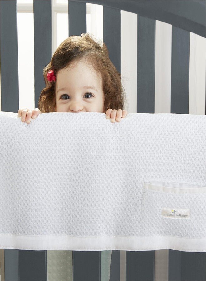 BreathableBaby Breathable Mesh RailGuard Teething Cover - White - 51” Long Panel (1) - Fits Most Full-Size and Does Not Fit Mini Cribs - Use with Coordinating Short Panels - Ecru - Image 4