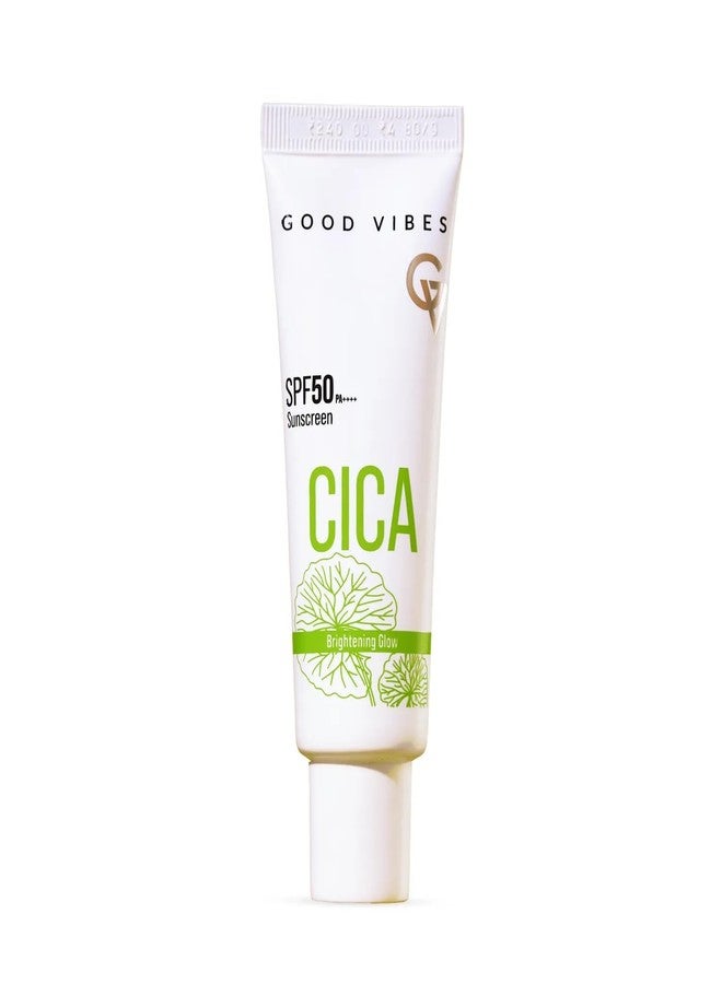 Good Vibes CICA Brightening Glow Sunscreen SPF 50 PA++++|Cica Extract, 3% Niacinamide, & Hyaluronic Acid|Brightening Sunscreen|Lightweight Aqua Gel|Non-Greasy|No White Cast|Fragrance-Free|Suitable for All Skin Types|Suitable for Oily Skin - 50 gm - Image 1