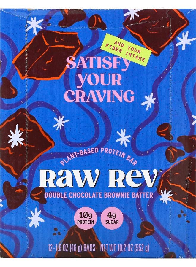 RAW REV Double Chocolate Brownie Batter 12 Bars 1.6 oz (46 g) Each 