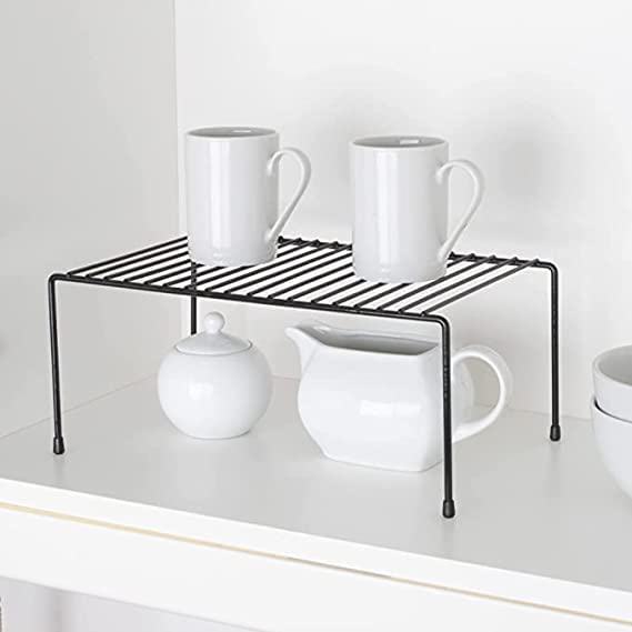 CR18 COLLECTION 2pcs Black Stainless Steel Multipurpose Dish Rack/Storage Shelves for Kitchen Cabinets/Plate Stand/Utensil Rack (Black Pack of 2), Free Standing, Wire Rack - Image 4