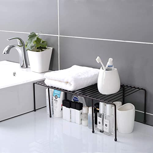 CR18 COLLECTION 2pcs Black Stainless Steel Multipurpose Dish Rack/Storage Shelves for Kitchen Cabinets/Plate Stand/Utensil Rack (Black Pack of 2), Free Standing, Wire Rack - Image 2