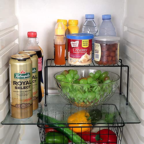 CR18 COLLECTION 2pcs Black Stainless Steel Multipurpose Dish Rack/Storage Shelves for Kitchen Cabinets/Plate Stand/Utensil Rack (Black Pack of 2), Free Standing, Wire Rack - Image 5