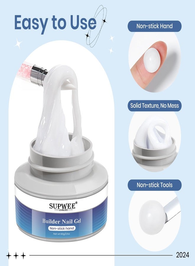 SUPWEE جل بناء صلب SUPWEE للأظافر، أبيض 60غ/2.1أونصة، جل تشكيل ثلاثي الأبعاد لفن الأظافر، جل صلب بدون لاصق لتمديد الأظافر، نحت الأظافر، أنماط 5D، تزيين الأظافر بالنقش، قابل للإزالة بالأشعة فوق البنفسجية LED - Image 4