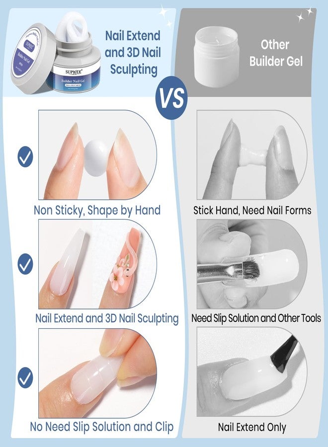SUPWEE جل بناء صلب SUPWEE للأظافر، أبيض 60غ/2.1أونصة، جل تشكيل ثلاثي الأبعاد لفن الأظافر، جل صلب بدون لاصق لتمديد الأظافر، نحت الأظافر، أنماط 5D، تزيين الأظافر بالنقش، قابل للإزالة بالأشعة فوق البنفسجية LED - Image 2
