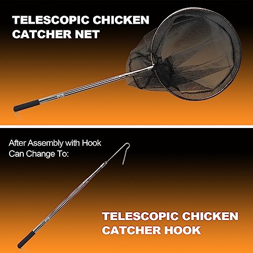 Yorikyas Animal Catch Net Pole Trap Tool Chicken Catcher Leg Hook Catching Kit Animal Control Capture Pole Cat Bird Poultry and Small Animals Trapping Net - Image 4