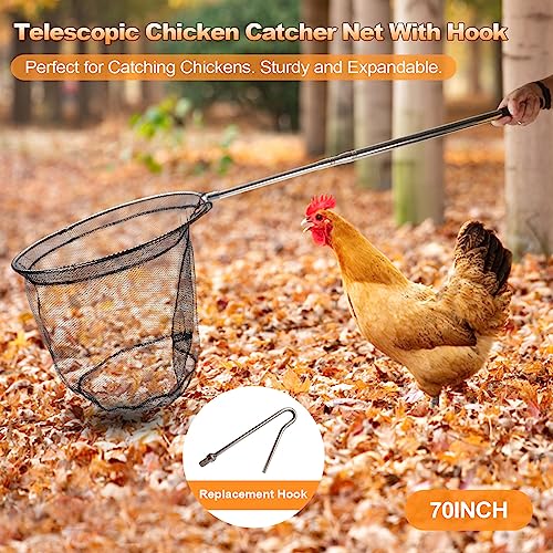 Yorikyas Animal Catch Net Pole Trap Tool Chicken Catcher Leg Hook Catching Kit Animal Control Capture Pole Cat Bird Poultry and Small Animals Trapping Net - Image 3