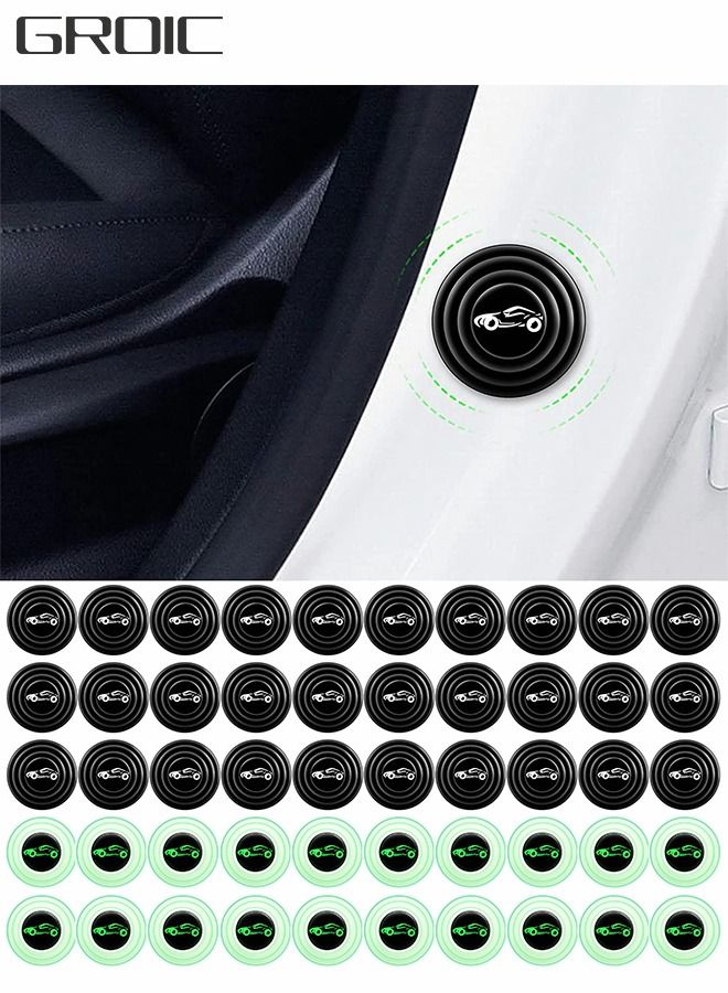 GROIC 50 Pcs Car Door Shock Absorber, Car Door Shock Absorbing PVC Gaskets,Car Door Soundproof Stickers with 30 Pcs Black and 20 Pcs Luminous Door Bumper Stickers,Automobile Decoration Products  - Image 1