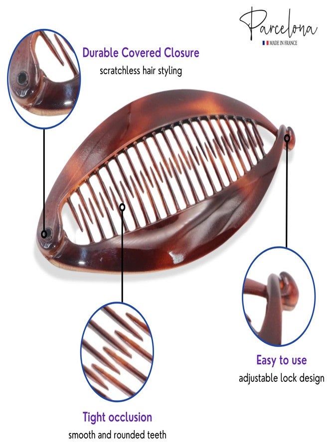 Parcelona French Flat Fat Fish Set of 2 Shell Brown and Black Banana Hair Clips - Image 3