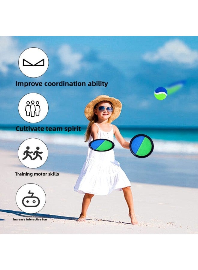 Sticky Target Ball Throwing Ball Suit Sticky Ball Kindergarten Parent-child Sports Fitness Sticky Target Ball Outdoor Seaside,-Specifications:Black Racket [blue + Green] 6 Shots, 6 Blue + Jingjingbi Riding Hard Ball Oxford Cloth Storage Bag Packaging - Image 2