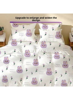 Generic Disposable Four-piece Bed Sheet Quilt Cover Quilt Cover Pillowcase Thickened Dirty Hotel Disposable Bedding-Color:Single Printed Three-person Set [no-wash And Dirt-proof]  - Image 5
