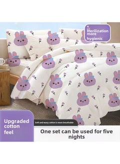 Generic Disposable Four-piece Bed Sheet Quilt Cover Quilt Cover Pillowcase Thickened Dirty Hotel Disposable Bedding-Color:Single Printed Three-person Set [no-wash And Dirt-proof]  - Image 4