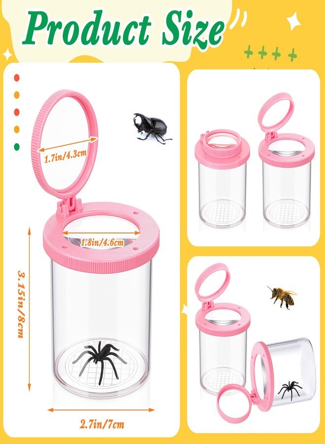 Skylety 2 Pieces Bug Jars Insect Viewer Catcher Bug Magnifying Insect Cage Container for Kids Children Science Nature Exploration Tool (Pink) - Image 2