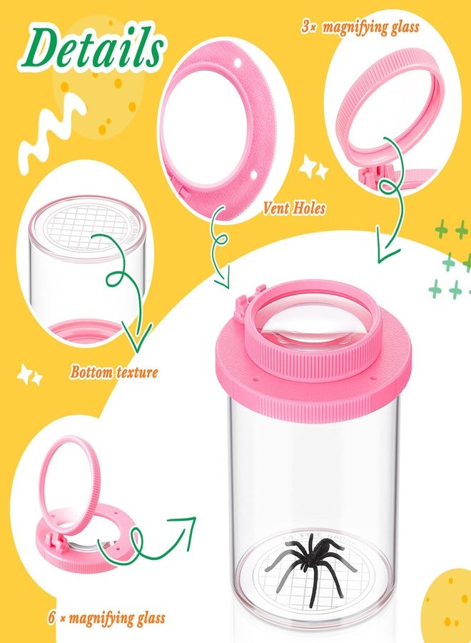 Skylety 2 Pieces Bug Jars Insect Viewer Catcher Bug Magnifying Insect Cage Container for Kids Children Science Nature Exploration Tool (Pink) - Image 3