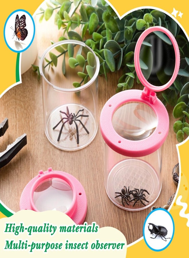 Skylety 2 Pieces Bug Jars Insect Viewer Catcher Bug Magnifying Insect Cage Container for Kids Children Science Nature Exploration Tool (Pink) - Image 5