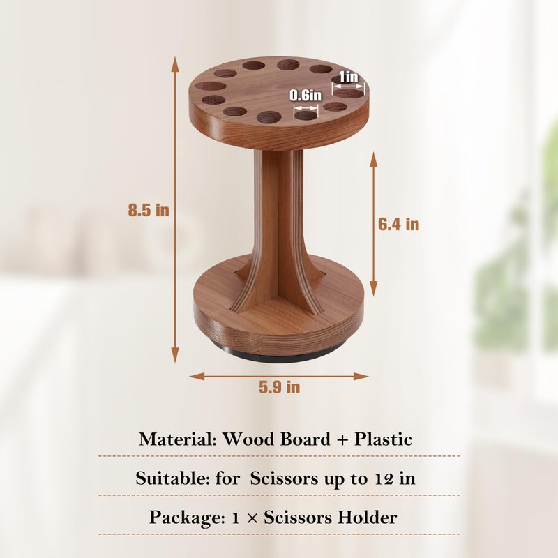 MTGSTOCL Wooden Rotating Scissor Holder,12-Slot Shear Holder with 360Â° Swivel Base ,Perfect for Sewing ,Quilting , Crafts,Stylists &Hairdressers - Image 5