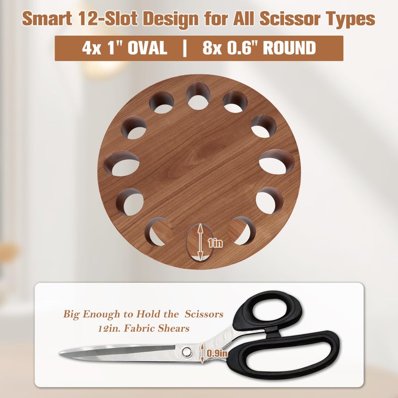 MTGSTOCL Wooden Rotating Scissor Holder,12-Slot Shear Holder with 360Â° Swivel Base ,Perfect for Sewing ,Quilting , Crafts,Stylists &Hairdressers - Image 4