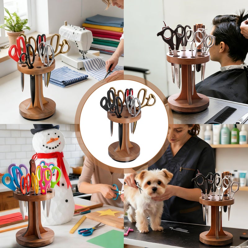 MTGSTOCL Wooden Rotating Scissor Holder,12-Slot Shear Holder with 360Â° Swivel Base ,Perfect for Sewing ,Quilting , Crafts,Stylists &Hairdressers - Image 2