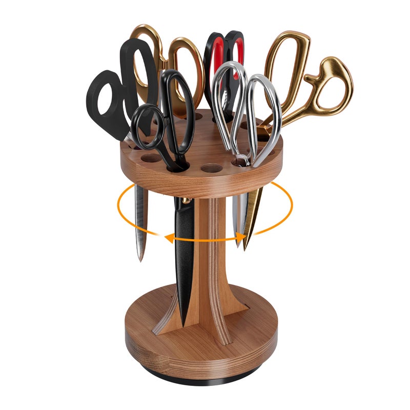 MTGSTOCL Wooden Rotating Scissor Holder,12-Slot Shear Holder with 360Â° Swivel Base ,Perfect for Sewing ,Quilting , Crafts,Stylists &Hairdressers - Image 1