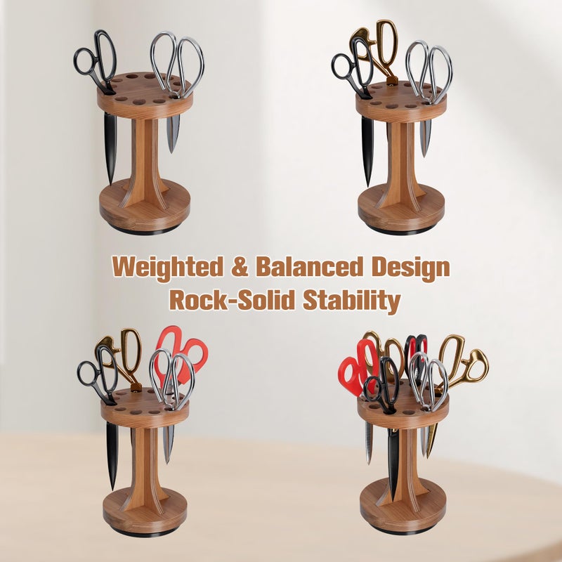 MTGSTOCL Wooden Rotating Scissor Holder,12-Slot Shear Holder with 360Â° Swivel Base ,Perfect for Sewing ,Quilting , Crafts,Stylists &Hairdressers - Image 3