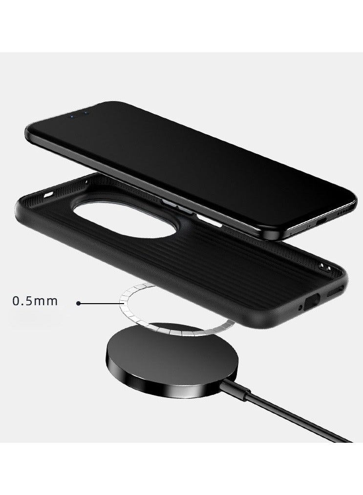 Carbon Fiber Magnetic Case Compatible with Huawei Nova 14 Pro 5G Cover with Invisible Magnetic, Ultra-thin Matte Anti Shock and Anti Fall Cover for Wireless Charging - Image 3
