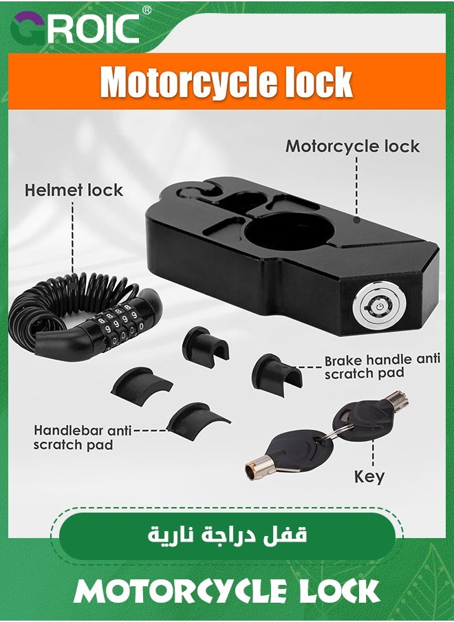 GROIC Motorcycle Lock Anti Theft Heavy Duty, Motorcycle Handlebar & Brake Lock with Helmet Lock, Bike Lock, Universal for All Bike Motorcycle  - Image 4