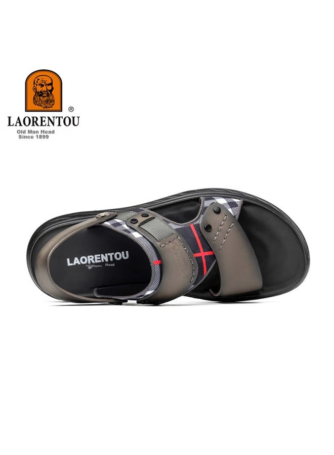 Laorentou Men's Shoes, Summer Outdoor Wear, Dual-use Beach Shoes, Casual Trendy Outdoor Sandals, Lt72 Gray, Size 41