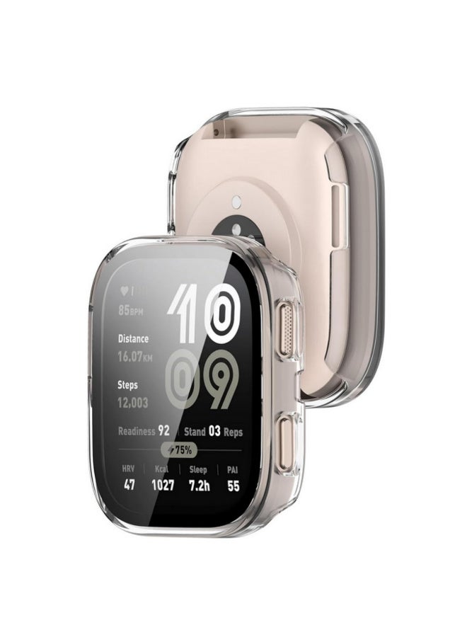 قطعة واحدة 2 في 1 واقي لـ Amazfit Bip 6 مع حامي شاشة زجاج مقوى غطاء واقي من البولي كربونات الصلب غطاء واقي للجسم كامل ضد الصدمات إكسسوارات لـ Amazfit Bip 6 شفاف - Image 3