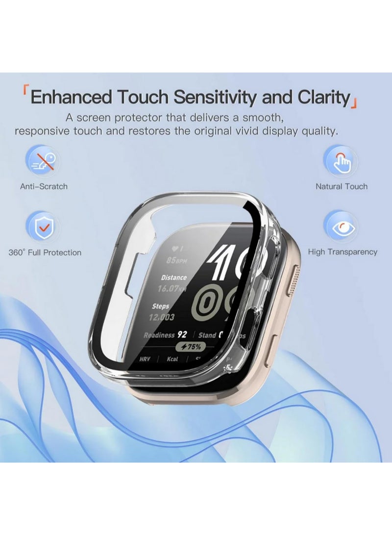 قطعة واحدة 2 في 1 واقي لـ Amazfit Bip 6 مع حامي شاشة زجاج مقوى غطاء واقي من البولي كربونات الصلب غطاء واقي للجسم كامل ضد الصدمات إكسسوارات لـ Amazfit Bip 6 شفاف - Image 4