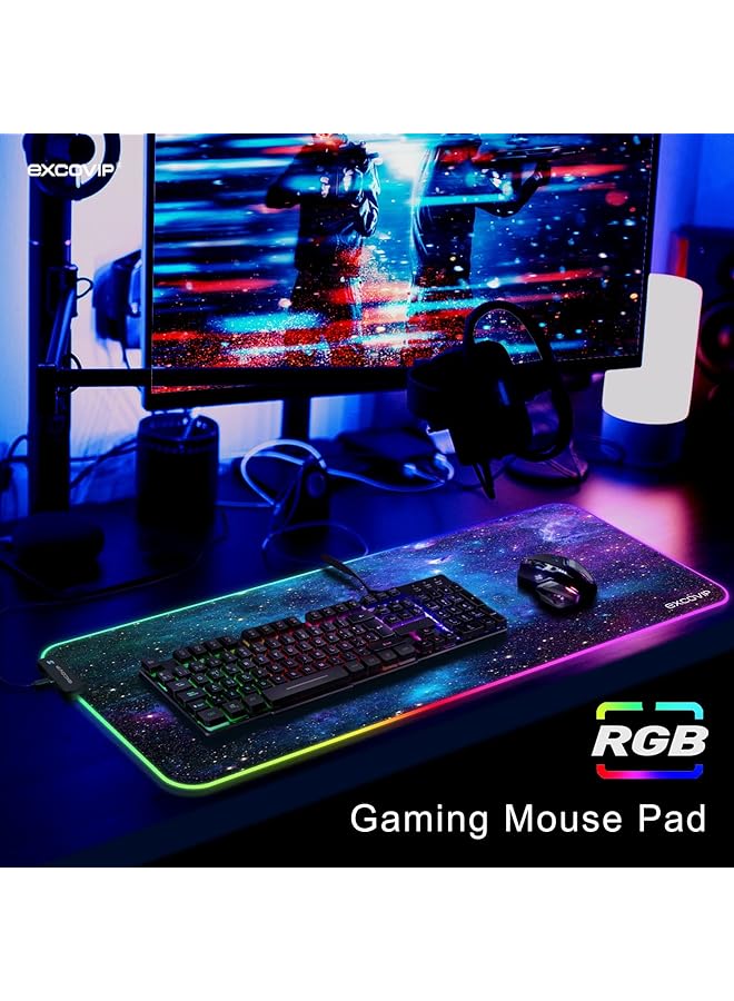 Rgb Gaming Mouse Pad 14 Modes Extended Large Table Desk Mat Led Mousepad For Pc Computer Macbook Keyboard Mat Anti Slip Starry Sky 800X300Mm 9074