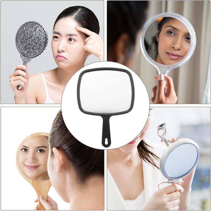 Large Black Handheld Cosmetic Mirror for Women with Handle, Portable Dressing Table Makeup Mirror for Travel and Home Use - Image 3