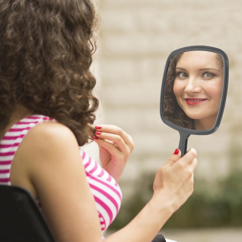 Large Black Handheld Cosmetic Mirror for Women with Handle, Portable Dressing Table Makeup Mirror for Travel and Home Use - Image 5