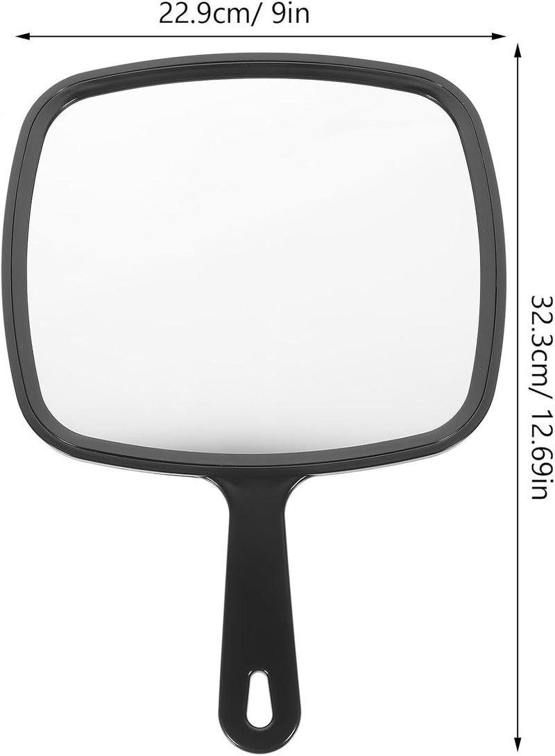 Large Black Handheld Cosmetic Mirror for Women with Handle, Portable Dressing Table Makeup Mirror for Travel and Home Use - Image 2
