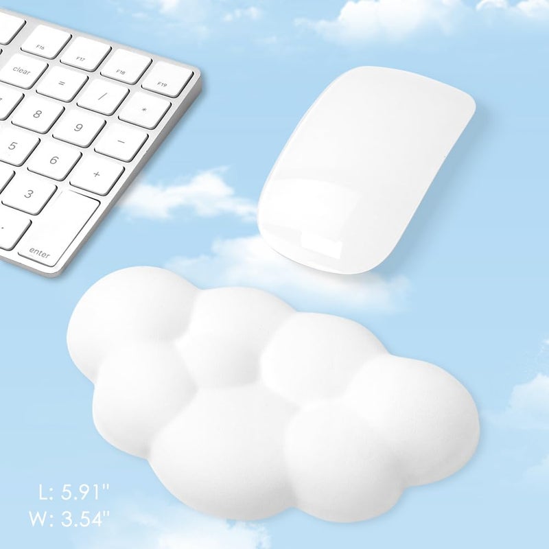 Arisase Cloud Wrist Rest Cushion for Mouse Ergonomic Soft PU Leather Memory Foam Wrist Pain Relief Mouse Wrist Support Pad with Anti-Skid Base for Office School Home Laptop & Computer Mouse (White) - Image 4