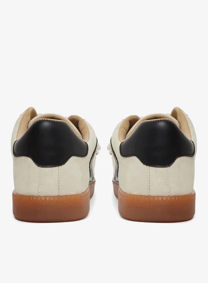 Styli Beige Beige Panelled Hook and Loop Closure Sneakers for Men | Best Price UAE