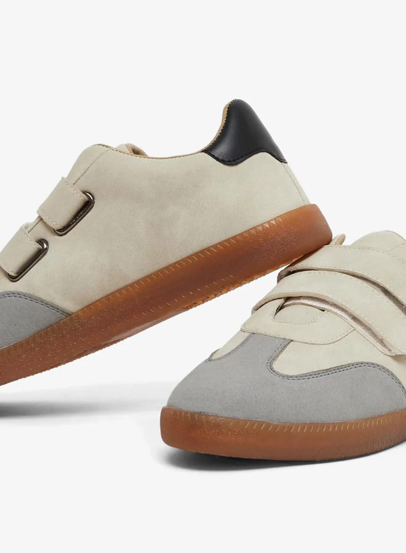 Styli Beige Beige Panelled Hook and Loop Closure Sneakers for Men | Best Price UAE