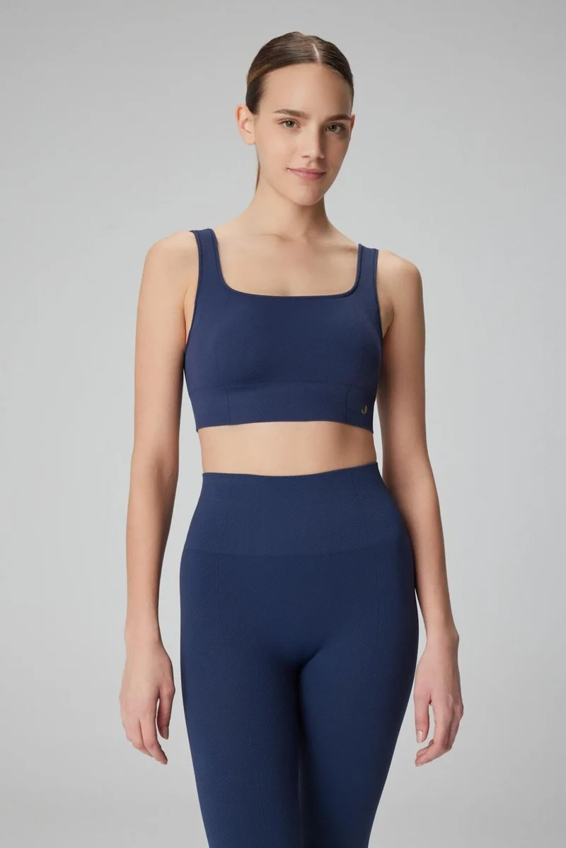 Jerf Holly Honeycomb Pattern Coated Bra Navy Blue