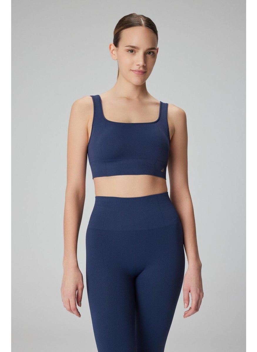 Jerf - Holly Honeycomb Pattern Coated Bra Navy Blue - Image 1