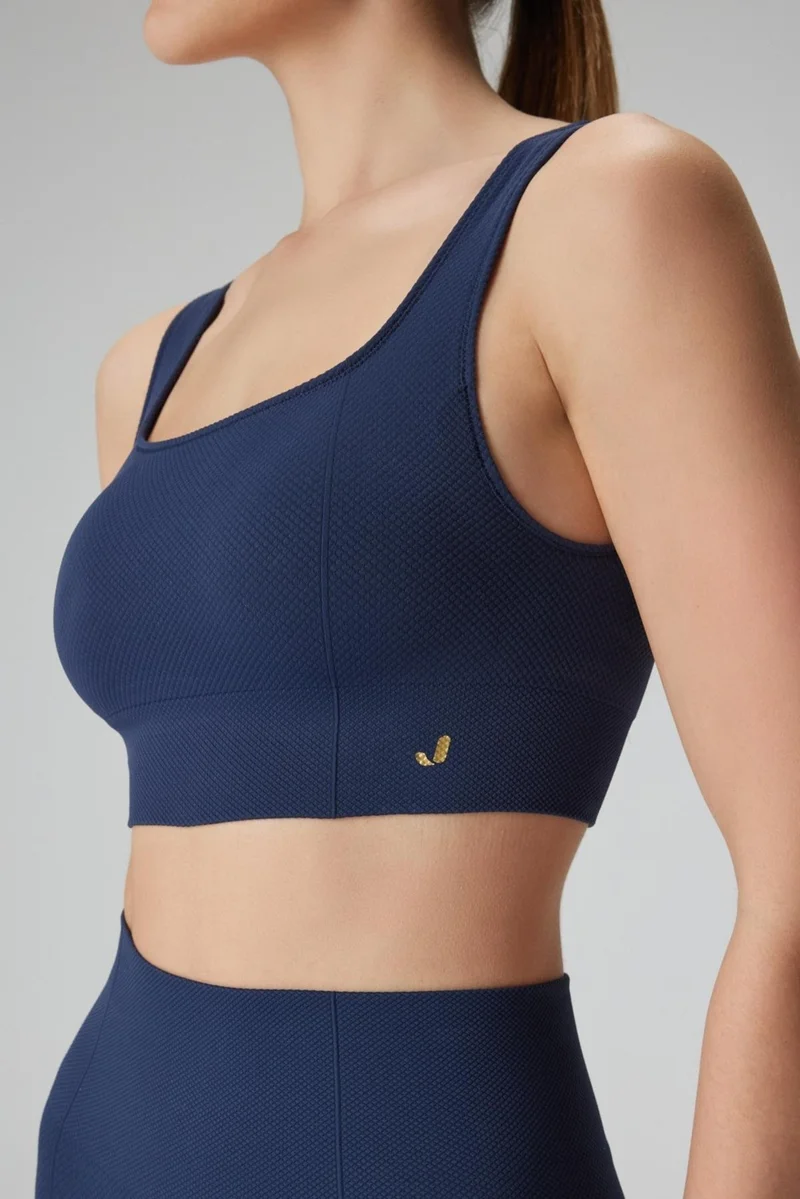Jerf Holly Honeycomb Pattern Coated Bra Navy Blue