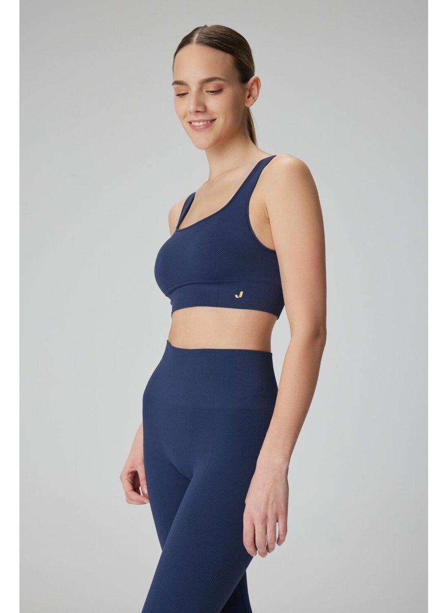 Jerf - Holly Honeycomb Pattern Coated Bra Navy Blue - Image 1