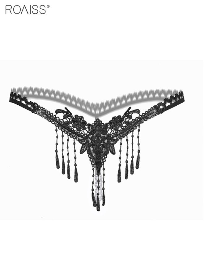 roaiss 7 Pieces Women's Underwear Fashion T-Pants Fashion Hollow G-String Lace Opening Low Waisted Thong  - Image 3